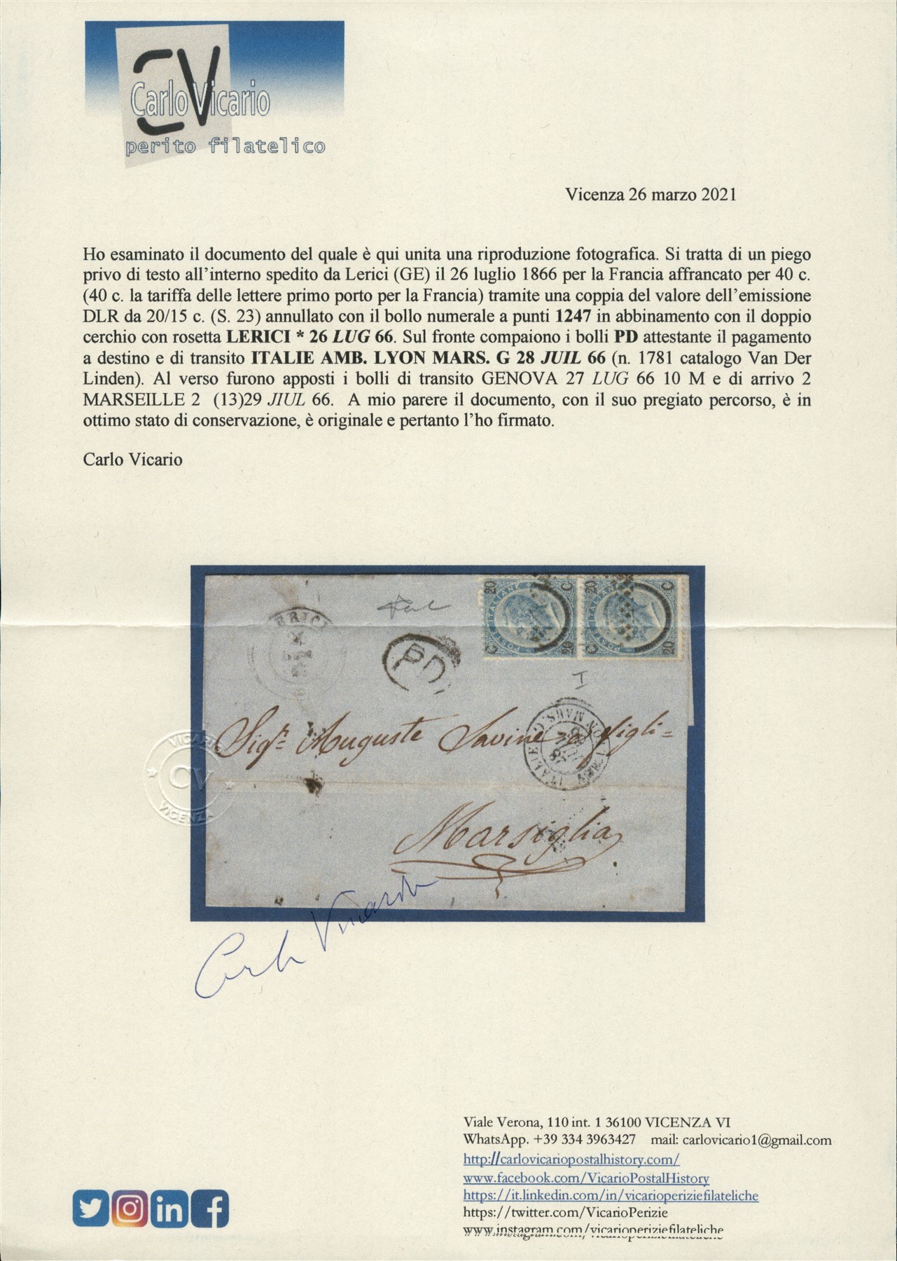 Italia / Regno / Vittorio Emanuele II / Posta Ordinaria
