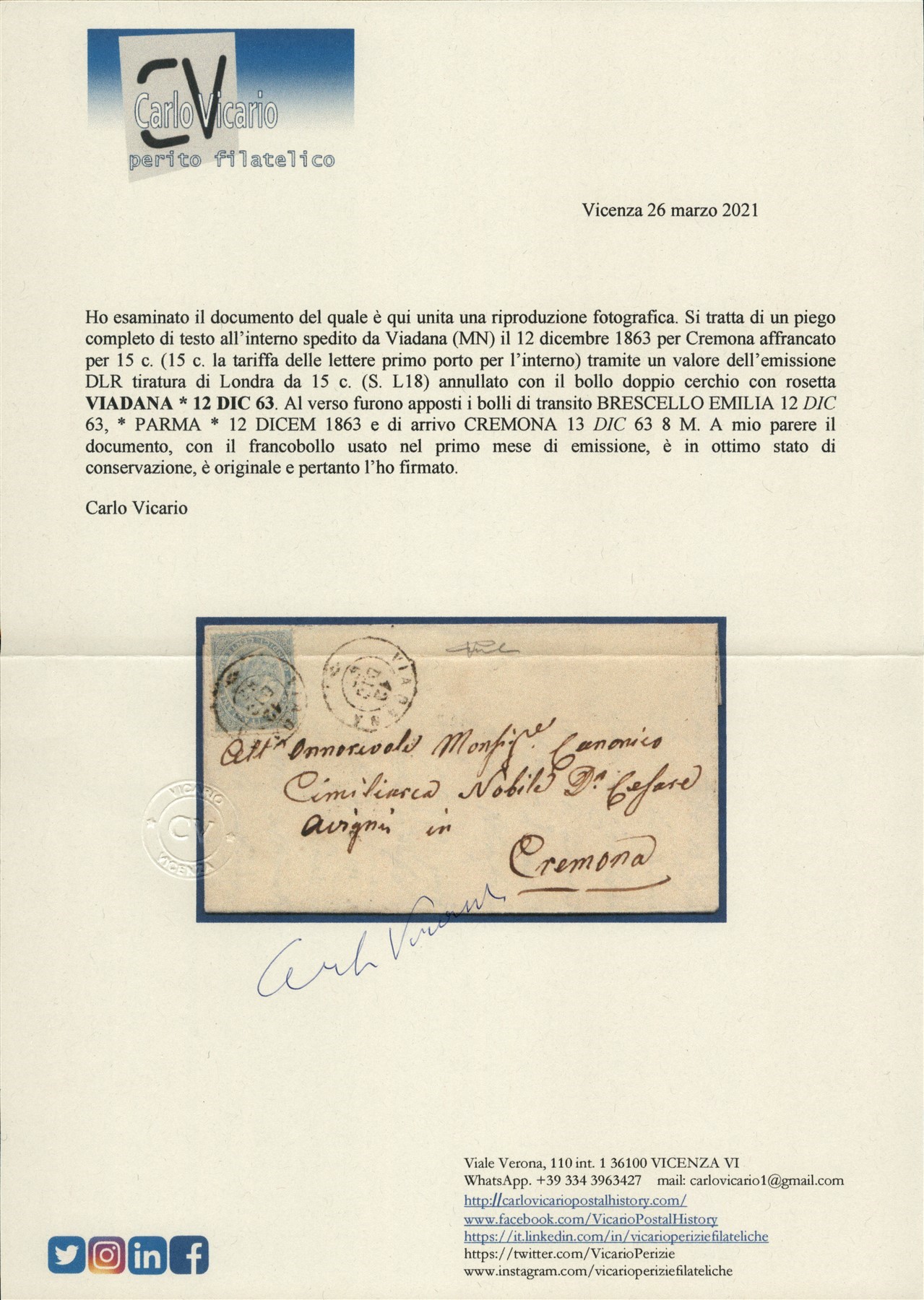 Italia / Regno / Vittorio Emanuele II / Posta Ordinaria