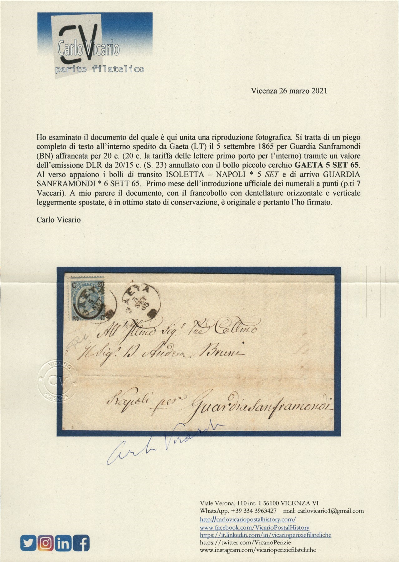 Italia / Regno / Vittorio Emanuele II / Posta Ordinaria