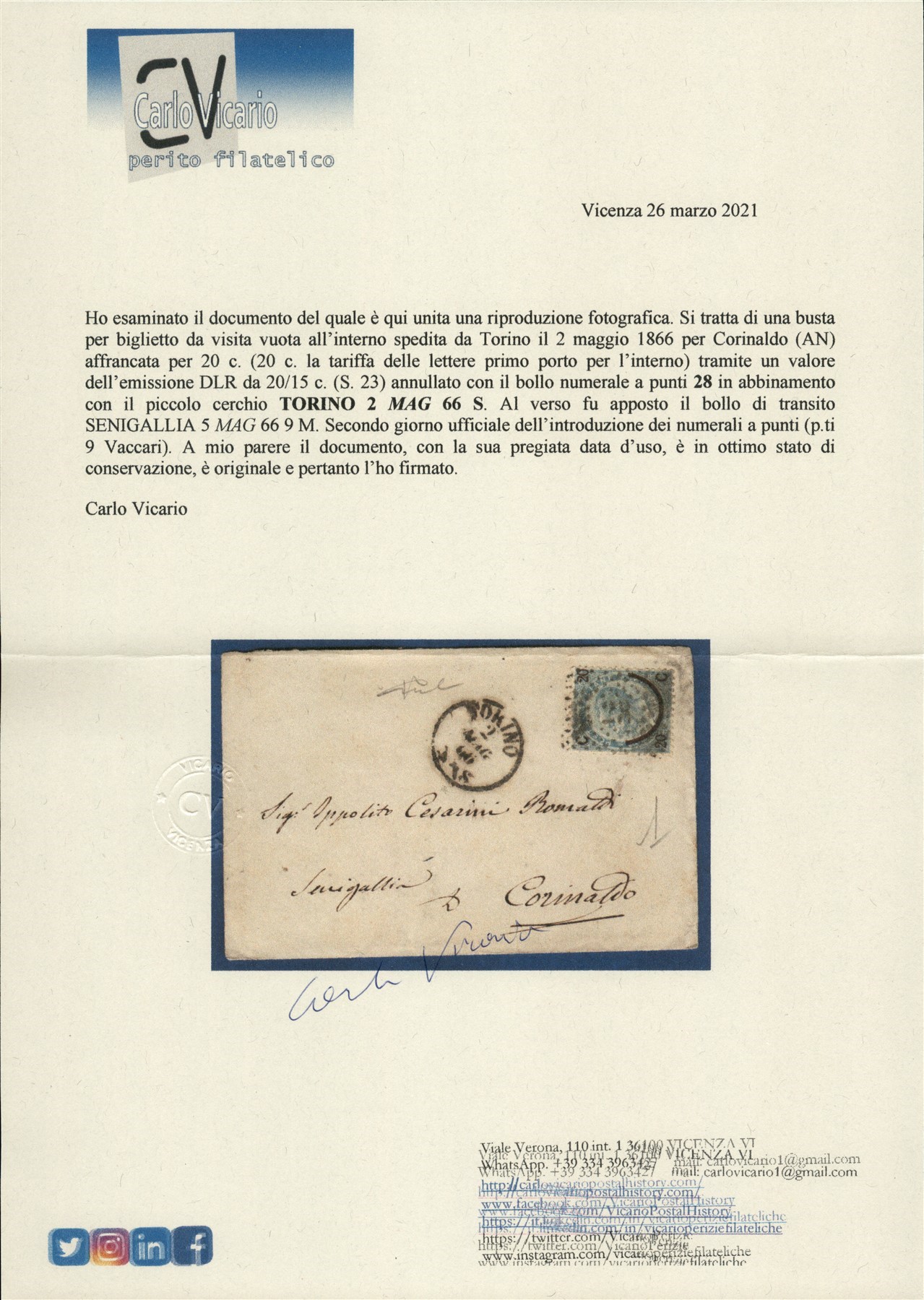 Italia / Regno / Vittorio Emanuele II / Posta Ordinaria