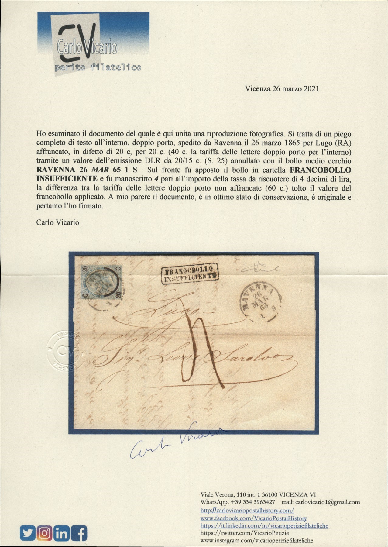 Italia / Regno / Vittorio Emanuele II / Posta Ordinaria