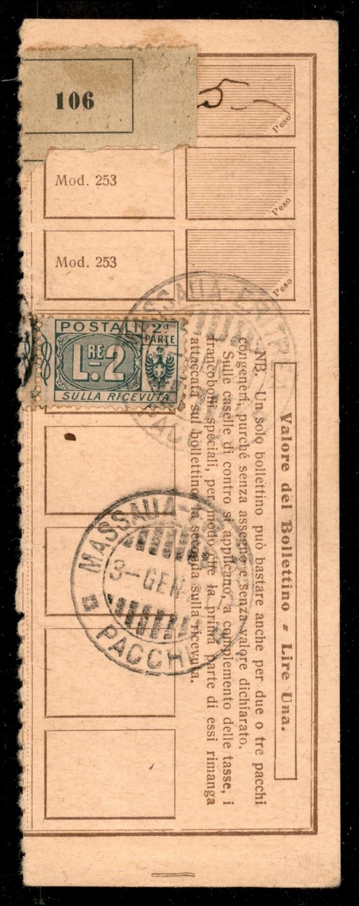 Italia / Colonie / Eritrea / Pacchi Postali