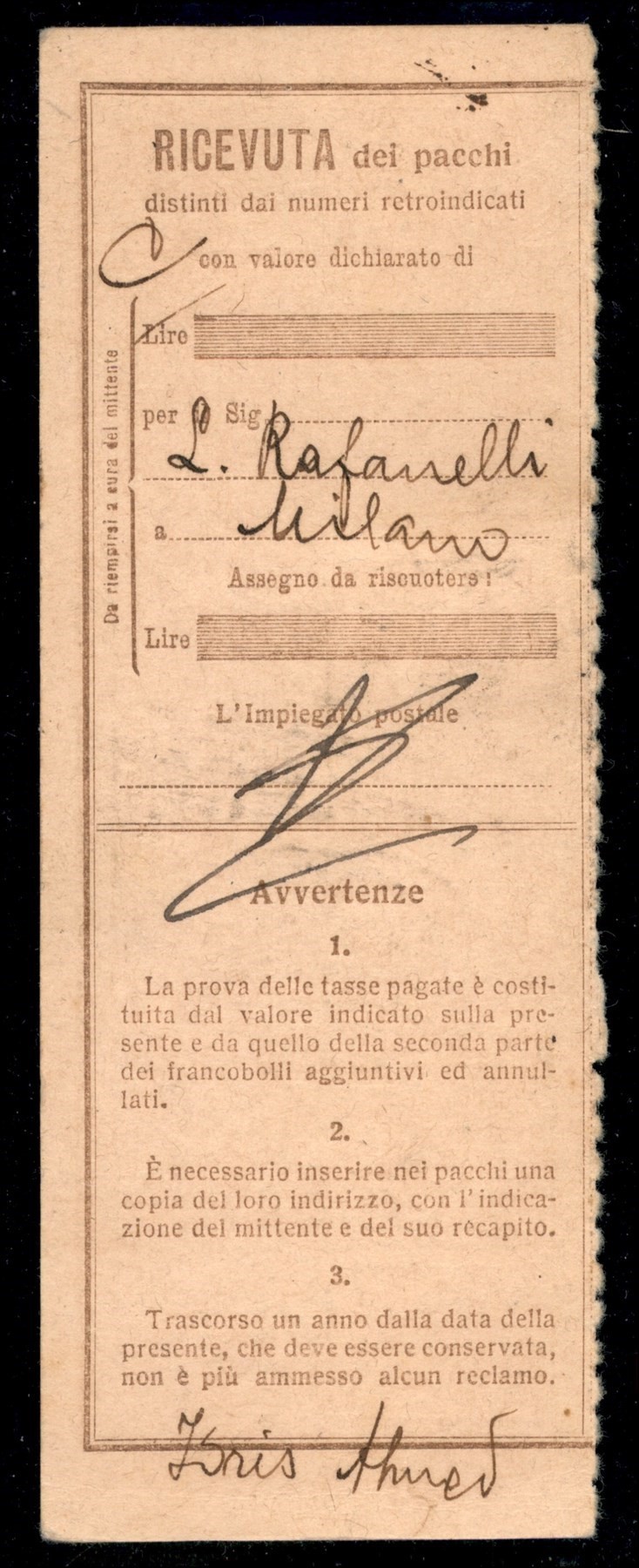 Italia / Colonie / Eritrea / Pacchi Postali