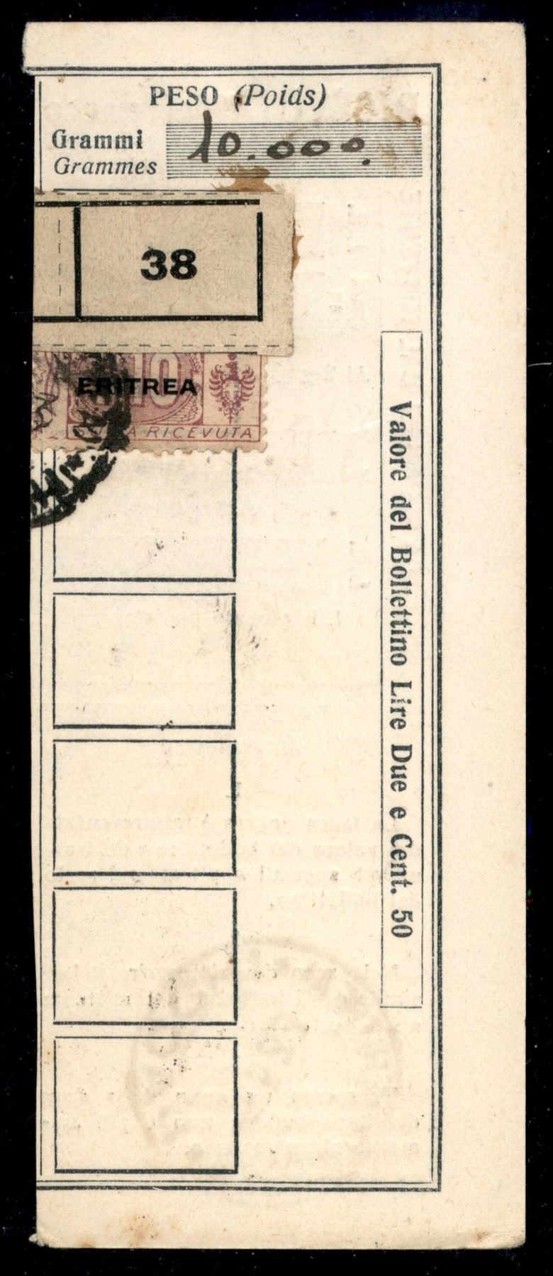 Italia / Colonie / Eritrea / Pacchi Postali