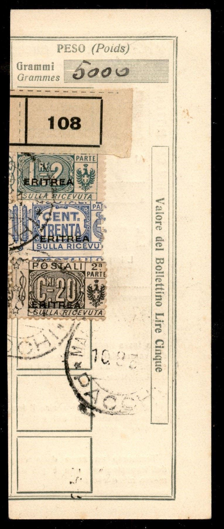 Italia / Colonie / Eritrea / Pacchi Postali