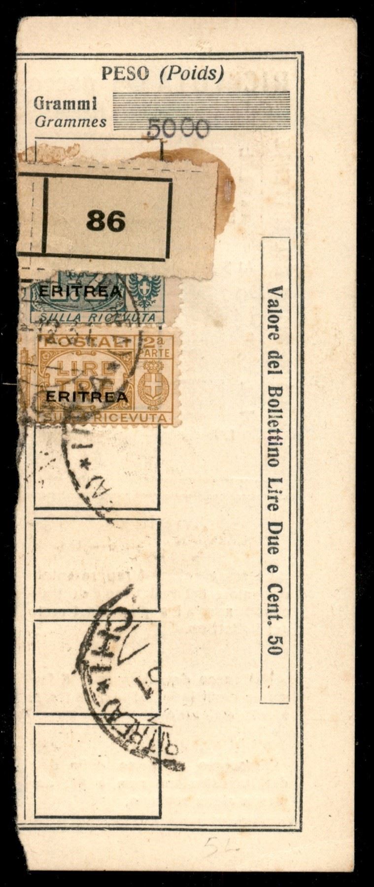 Italia / Colonie / Eritrea / Pacchi Postali