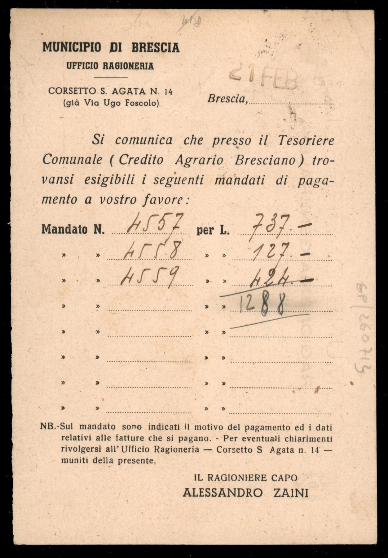 Italia / Rsi / G.n.r. Brescia / Posta Ordinaria