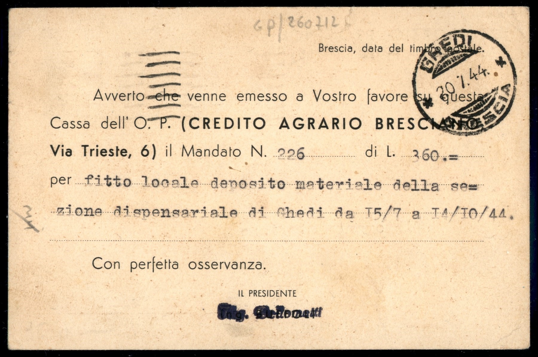 Italia / Rsi / G.n.r. Brescia / Posta Ordinaria
