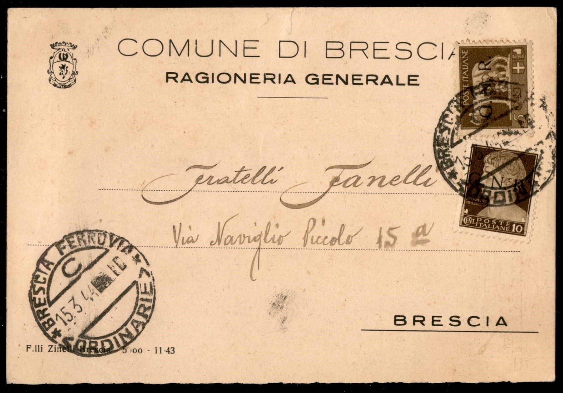 Italia / Rsi / G.n.r. Brescia / Posta Ordinaria