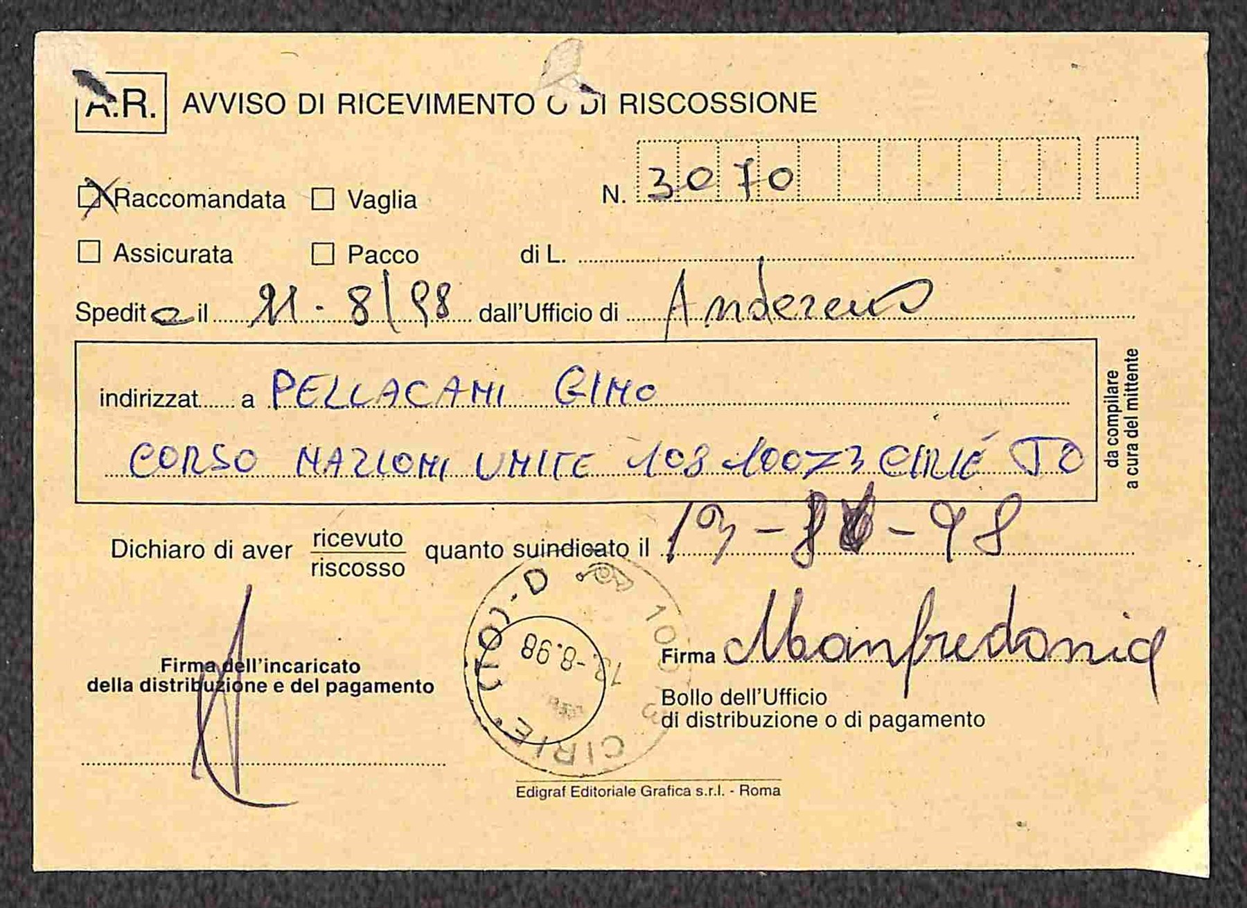 Italia / Repubblica / Posta Ordinaria