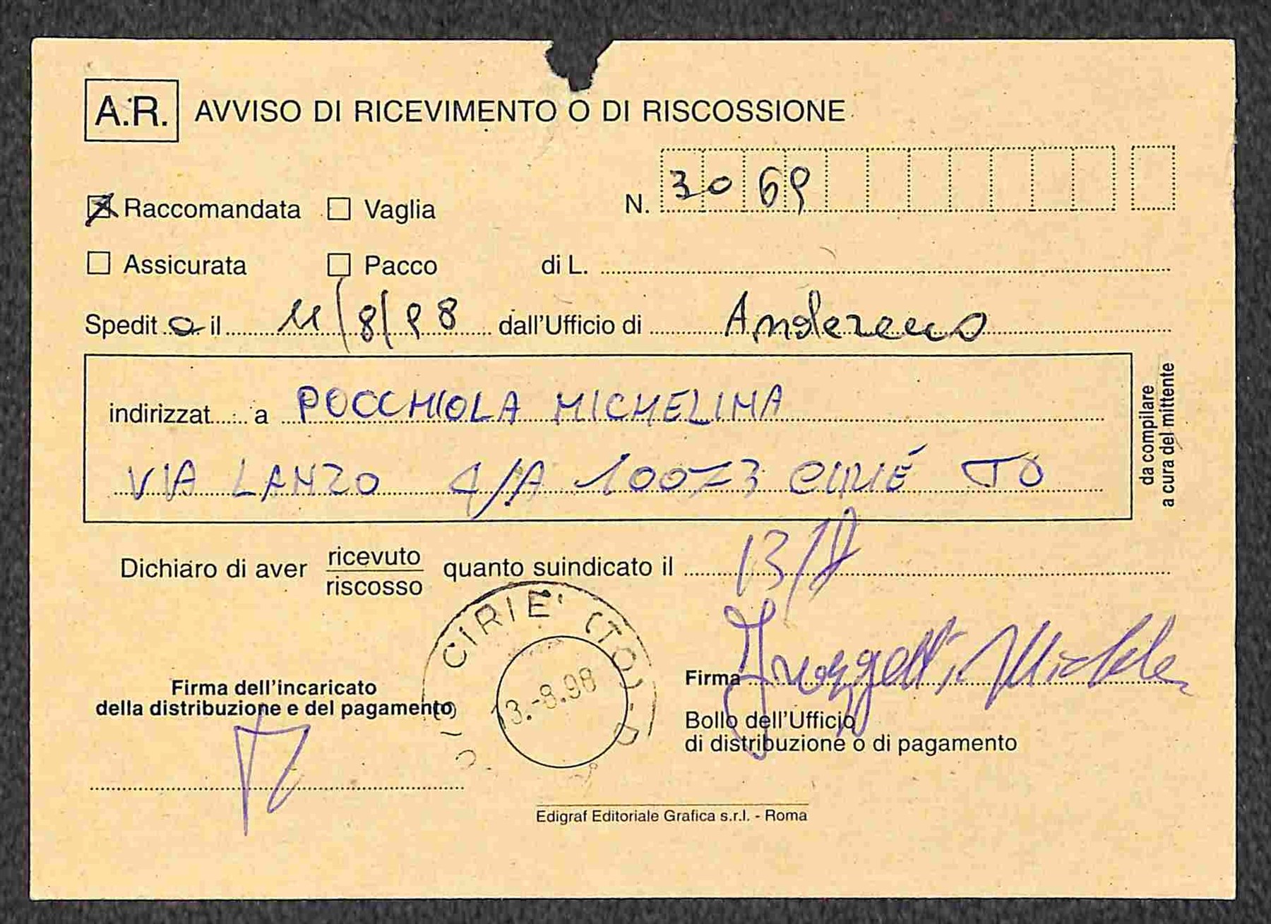 Italia / Repubblica / Posta Ordinaria