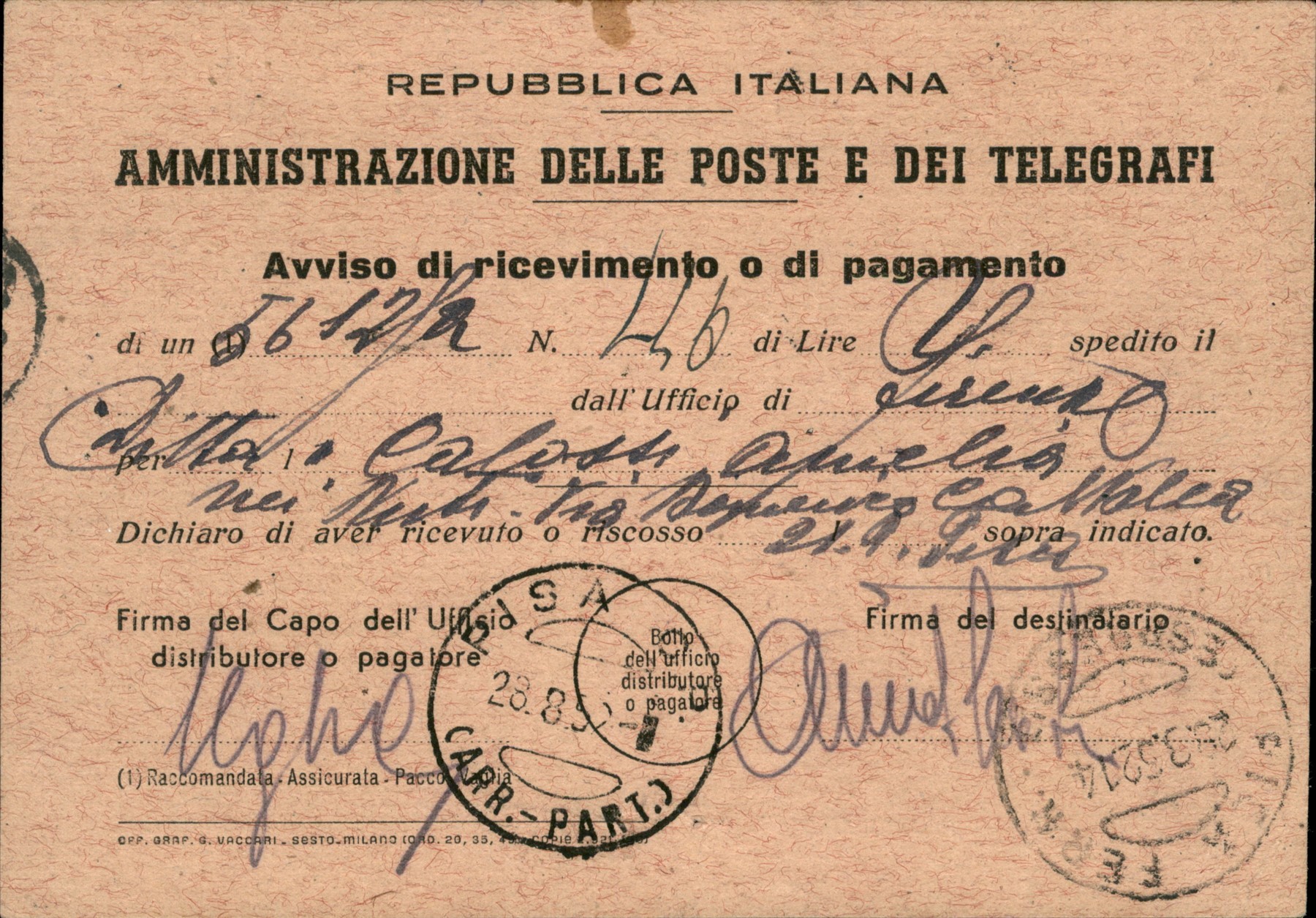 Italia / Repubblica / Posta Ordinaria