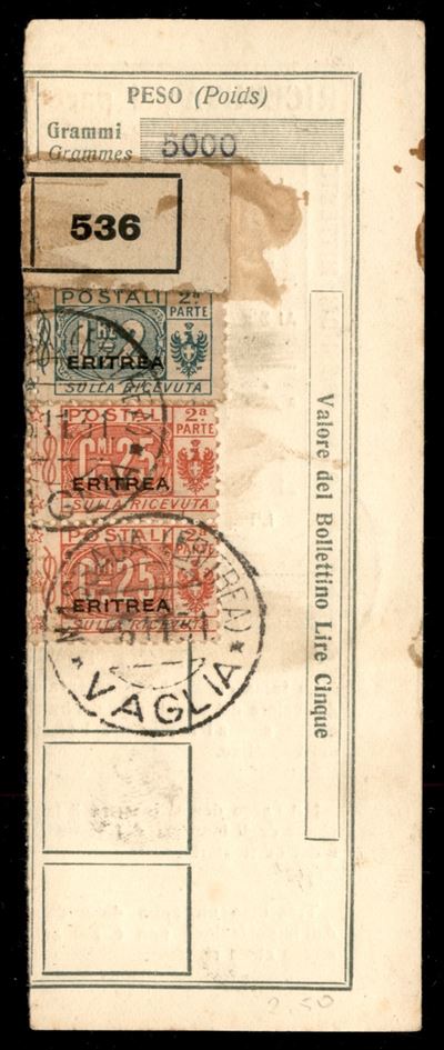 Italia / Colonie / Eritrea / Pacchi Postali