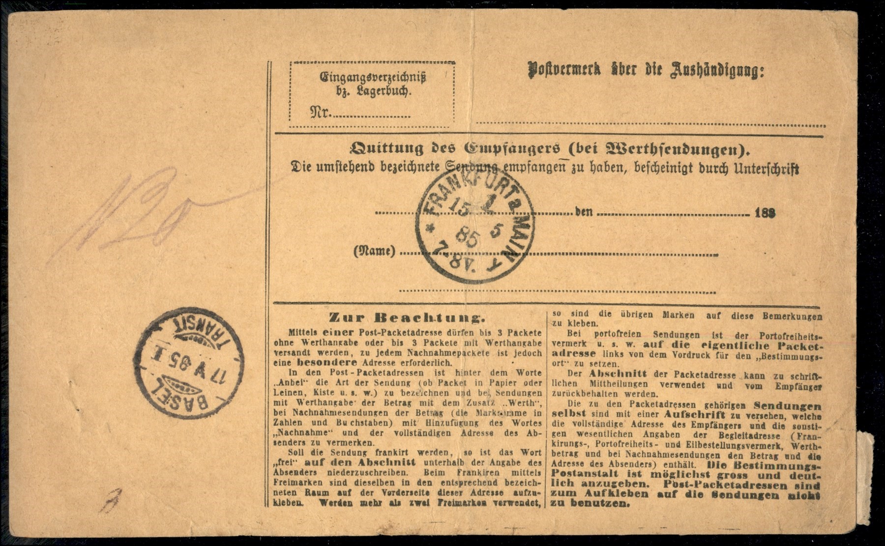 Germania / Bollettino Pacchi