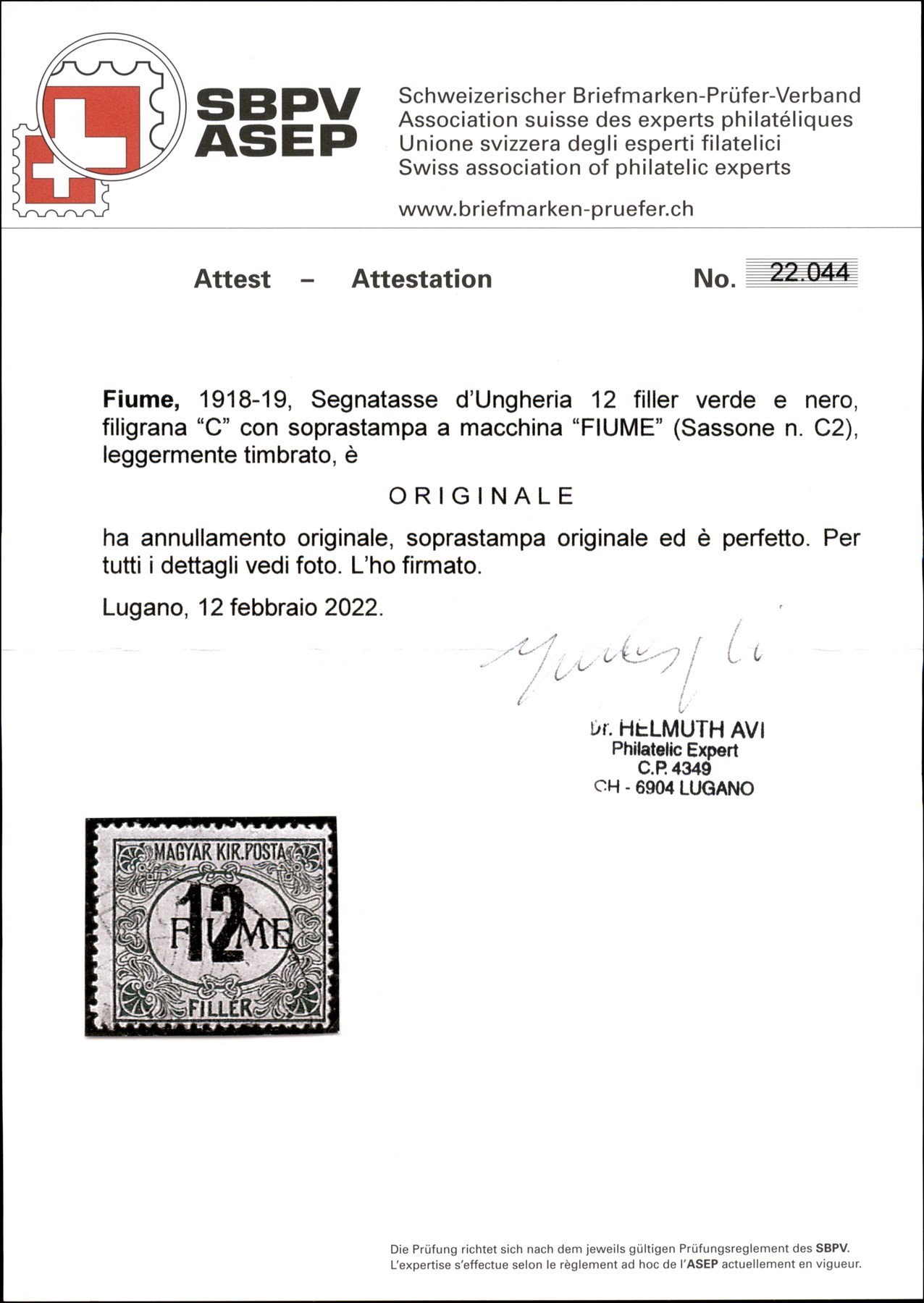 Italia / Occupazioni i Guerra Mondiale / Fiume / Segnatasse