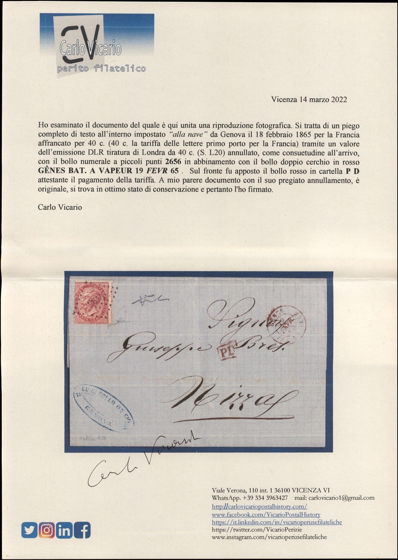 Italia / Regno / Vittorio Emanuele II / Posta Ordinaria