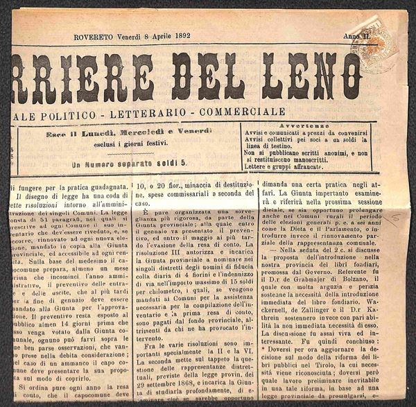 ITALIA / Antichi Stati Italiani / Lombardo Veneto / Territori Italiani d'Austria / Segnatasse giornali