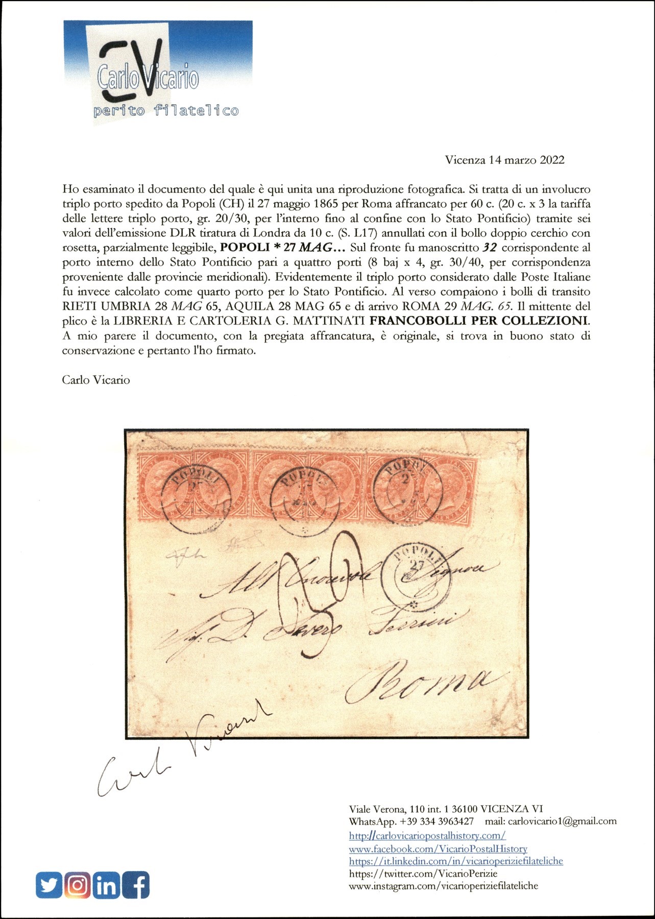 Italia / Regno / Vittorio Emanuele II / Posta Ordinaria