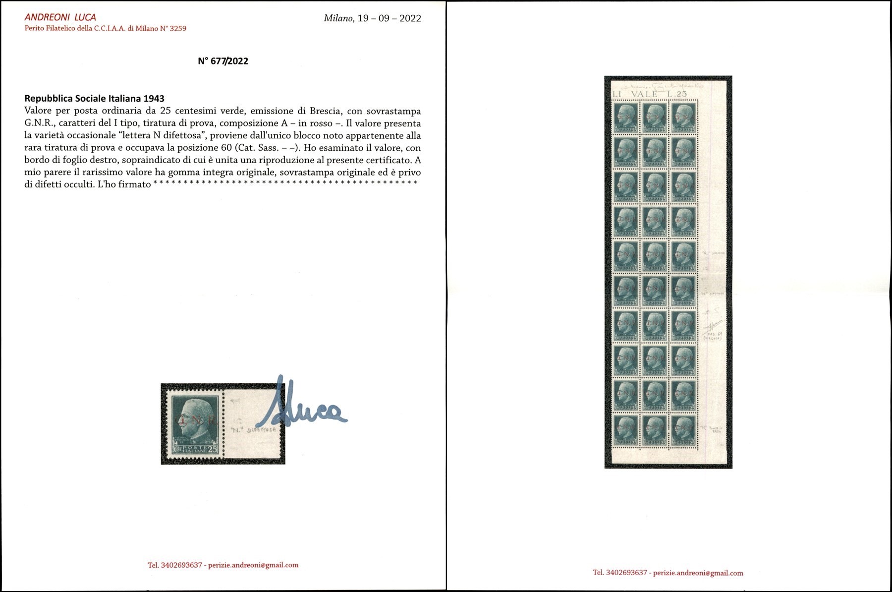 Italia / Rsi / G.n.r. Brescia / Posta Ordinaria