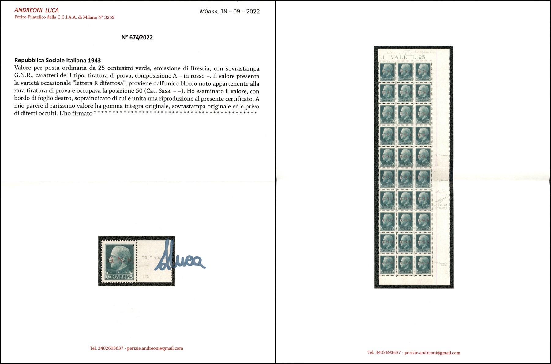 Italia / Rsi / G.n.r. Brescia / Posta Ordinaria