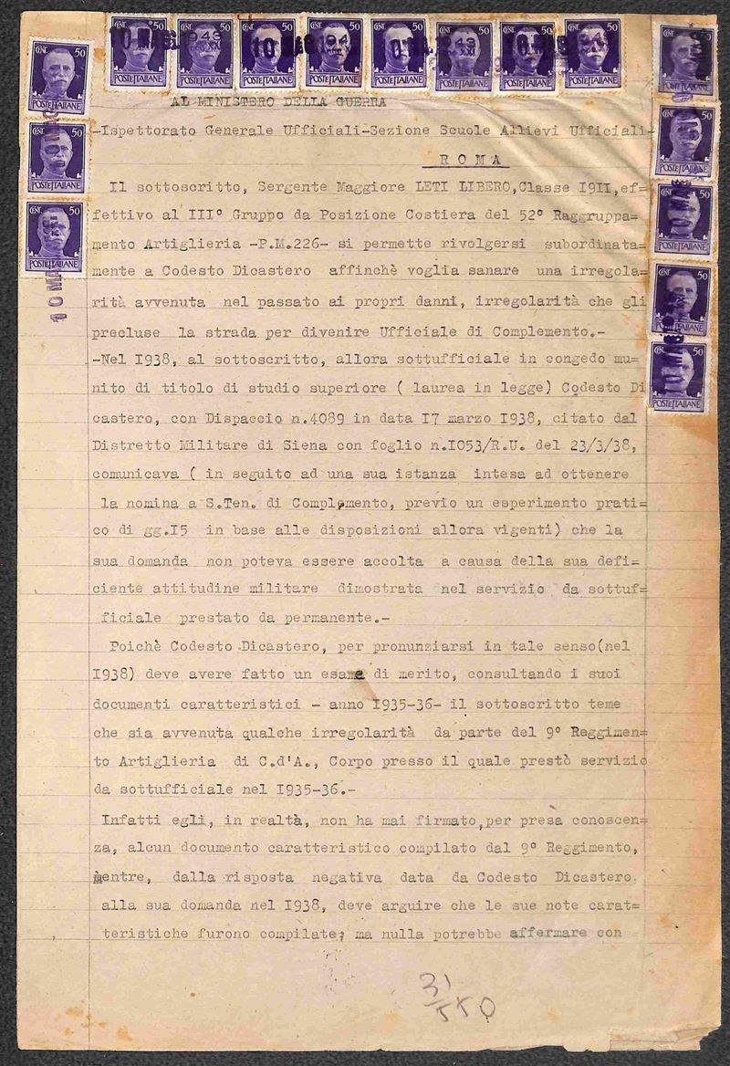 Italia / Regno / Vittorio Emanuele III / Posta Militare