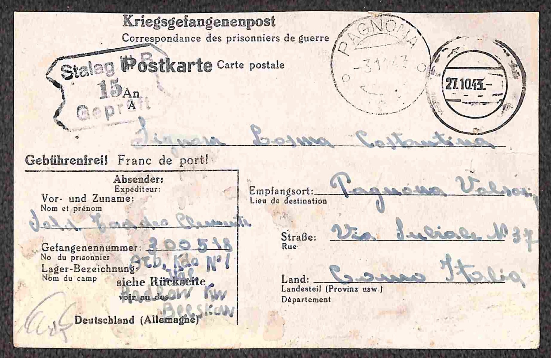 Italia / Regno / Vittorio Emanuele III / Posta Militare