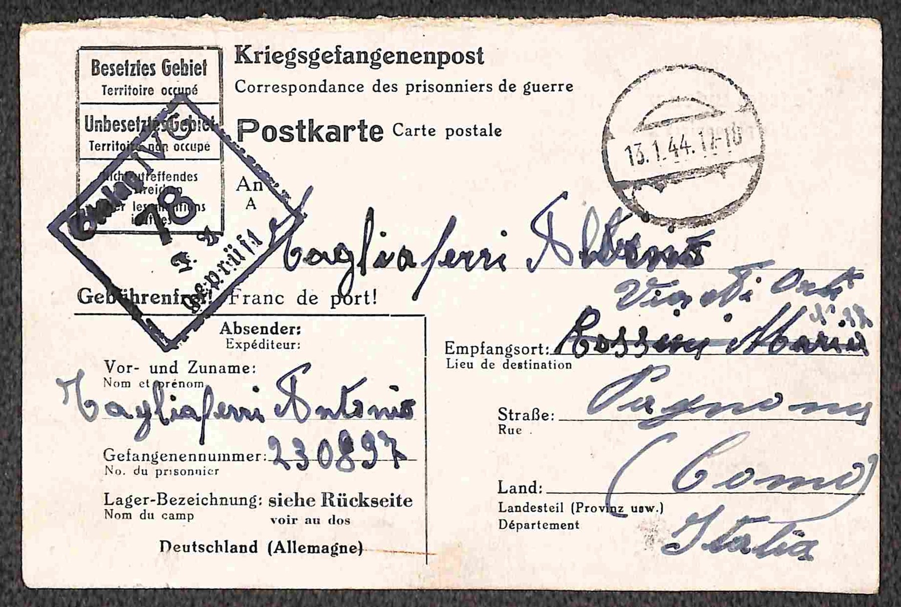 Italia / Regno / Vittorio Emanuele III / Posta Militare