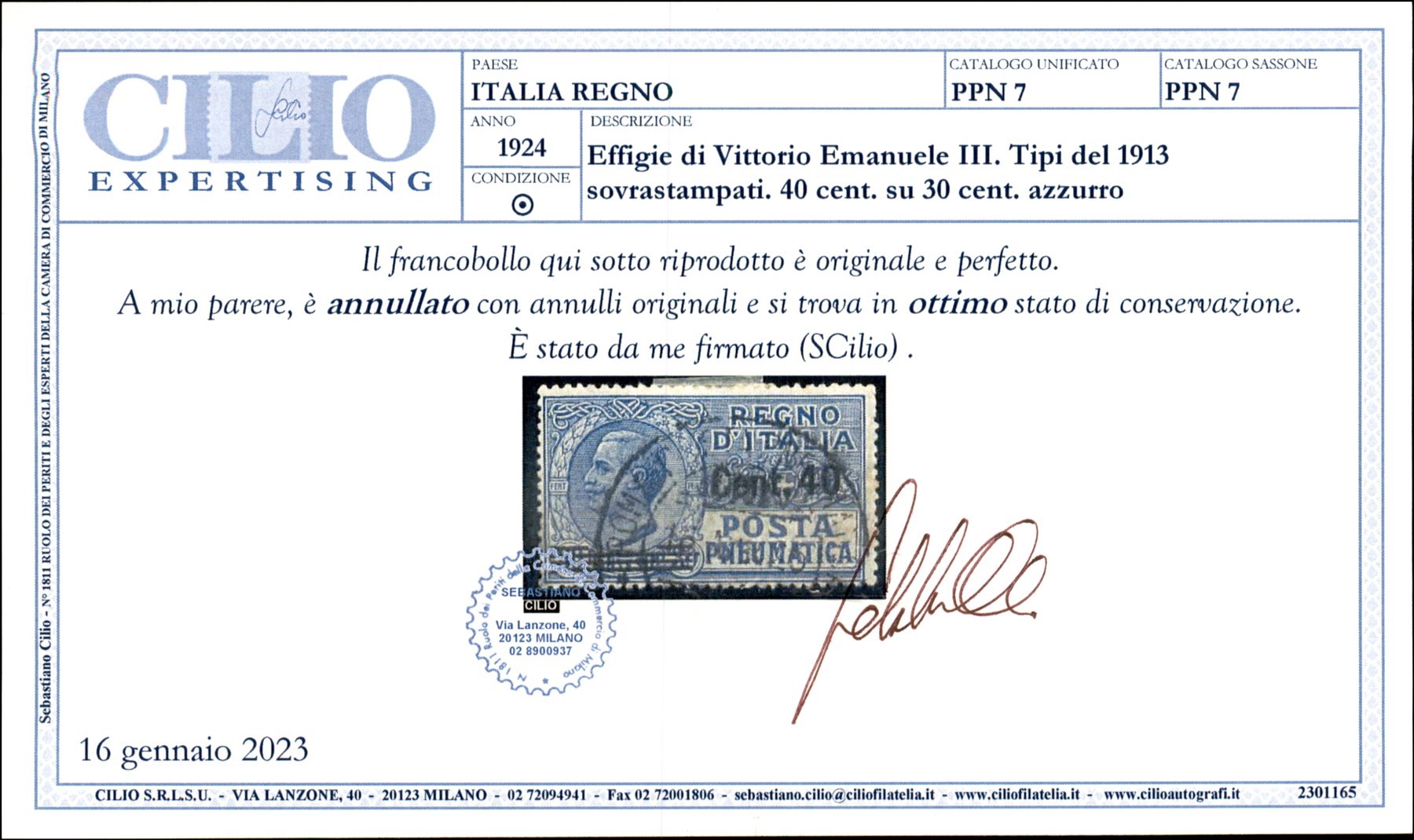 Italia / Regno / Vittorio Emanuele III / Posta Pneumatica