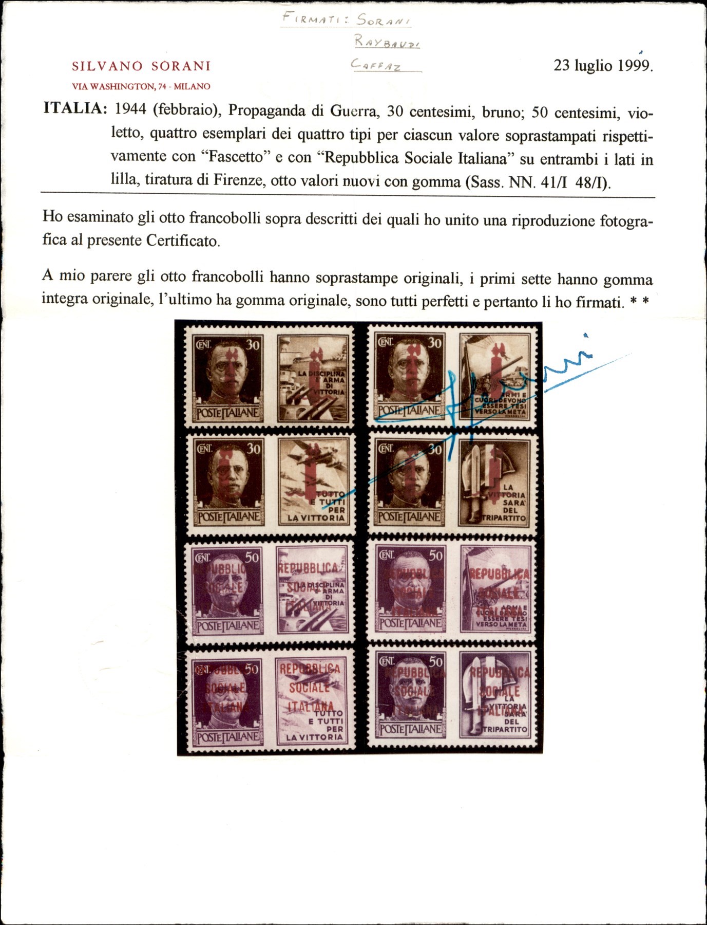 Italia / Rsi / Provvisori / Propaganda di Guerra