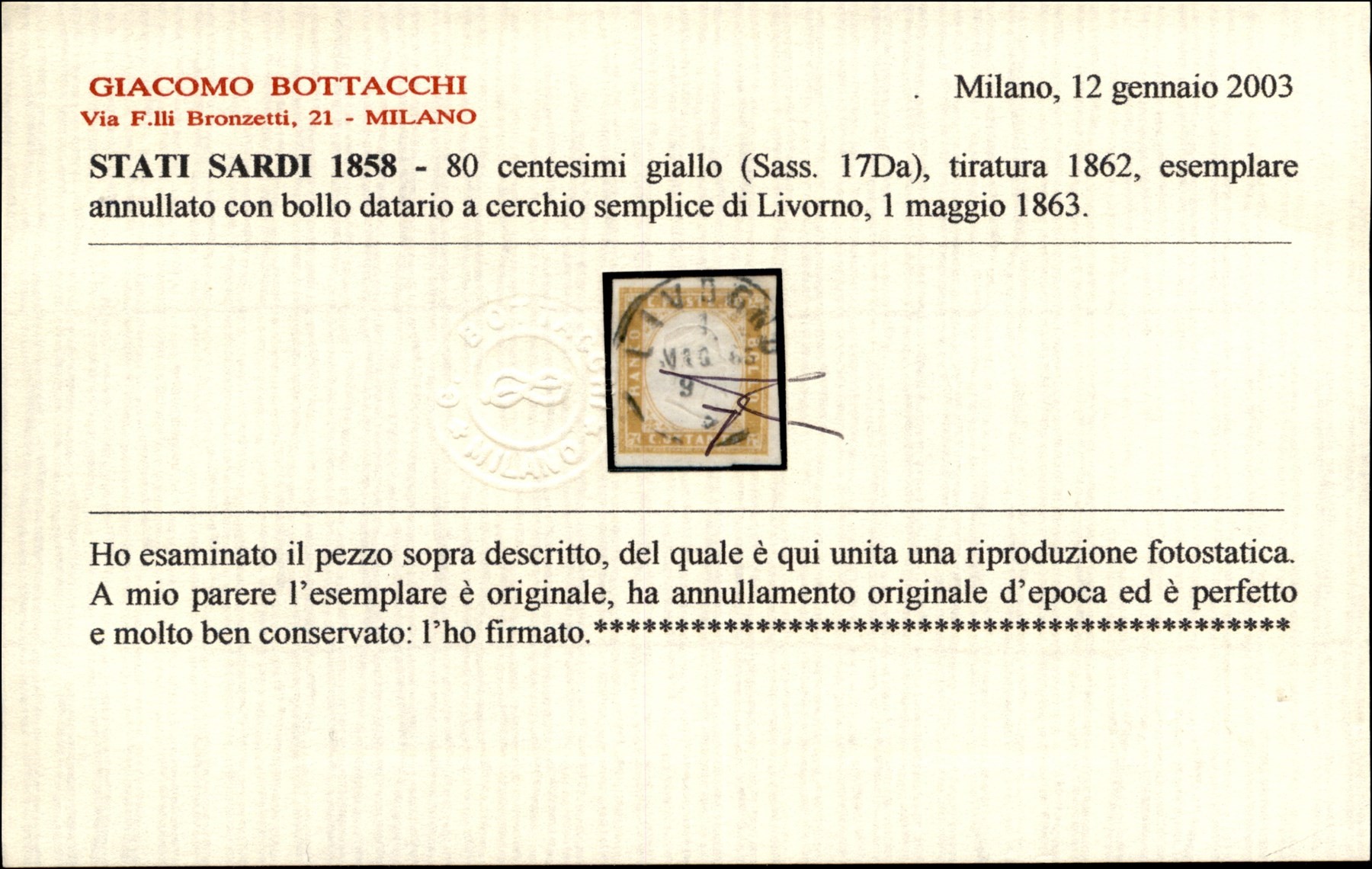 ITALIA / Antichi Stati Italiani / Sardegna / Posta ordinaria