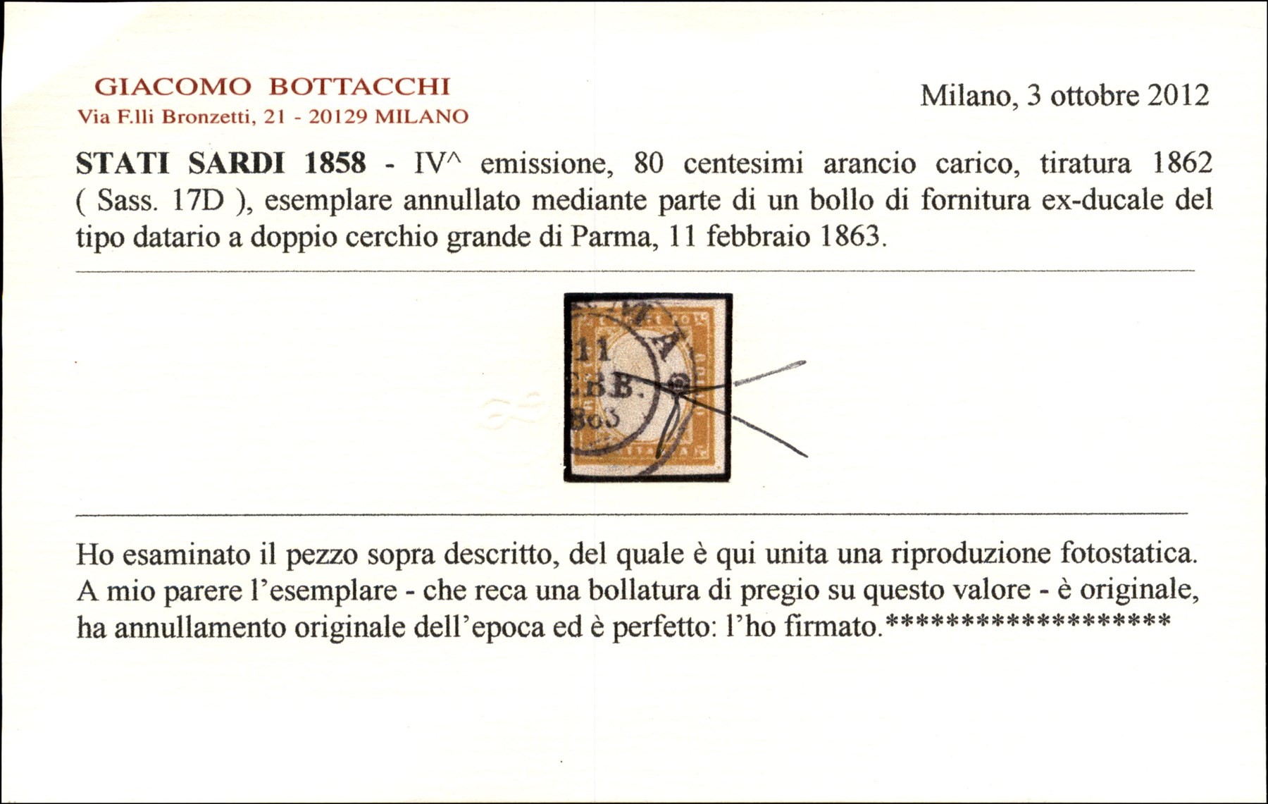 ITALIA / Antichi Stati Italiani / Parma / Posta ordinaria