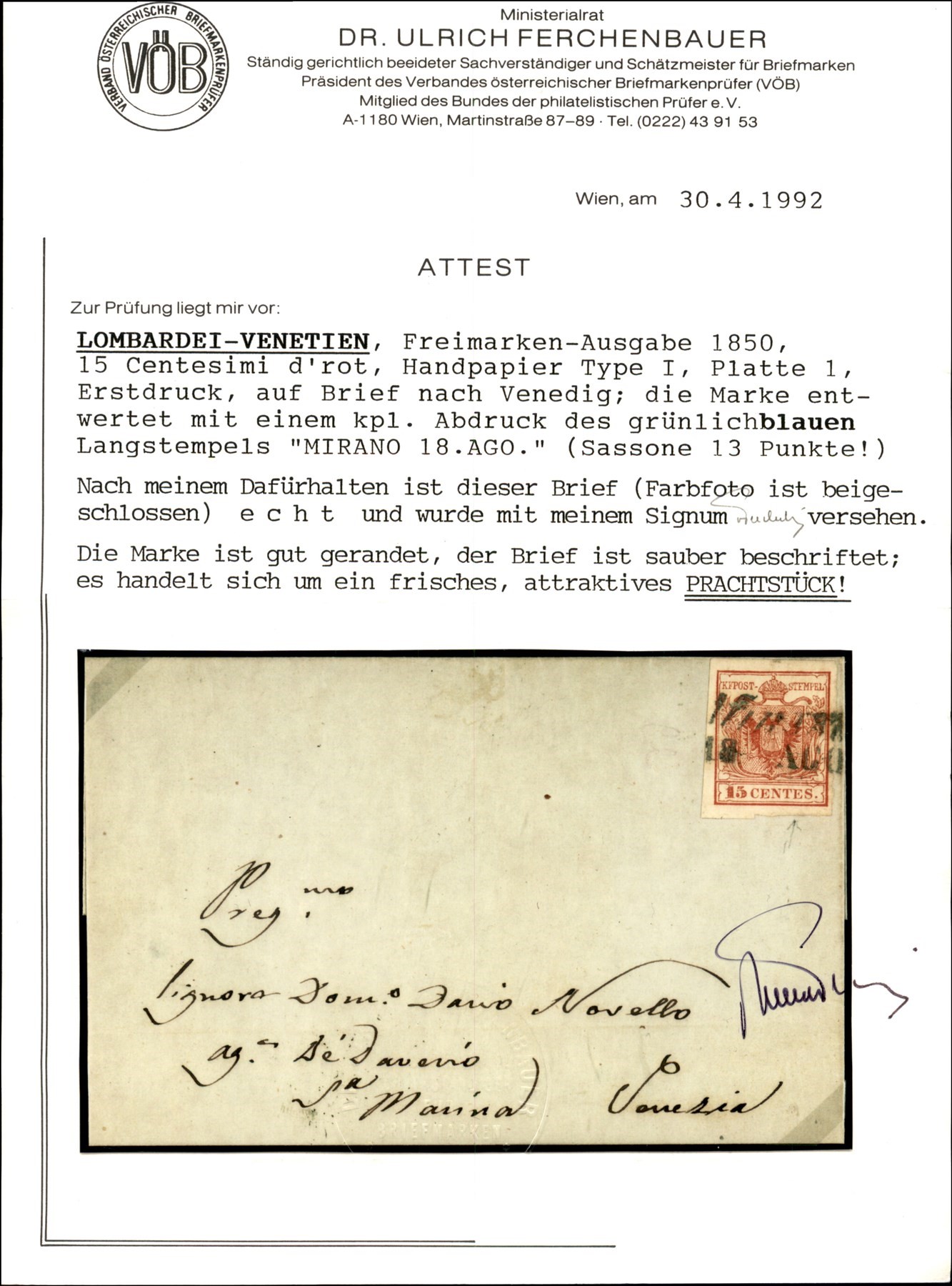 ITALIA / Antichi Stati Italiani / Lombardo Veneto / Posta ordinaria