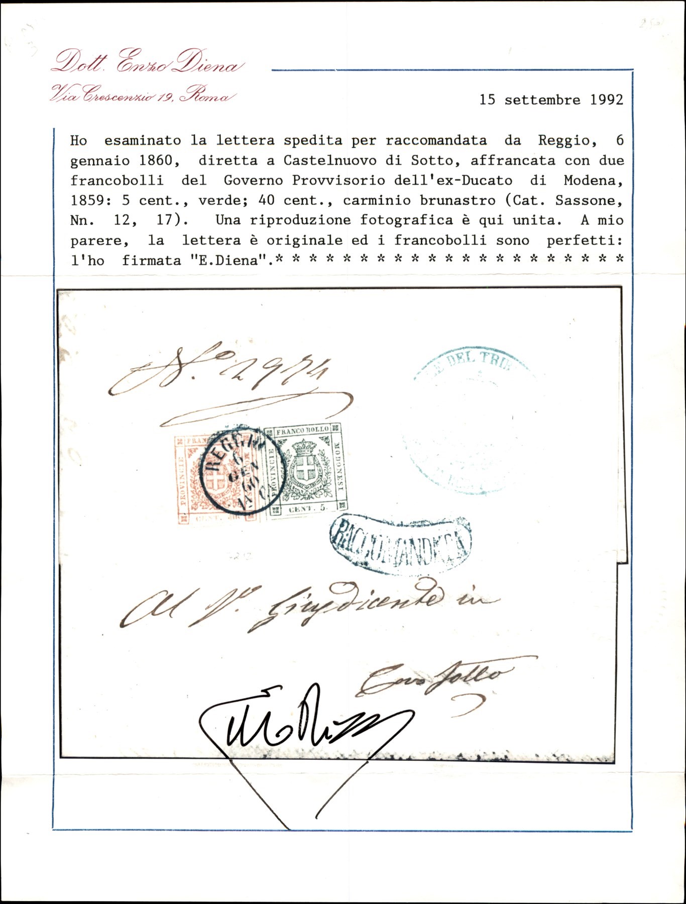 ITALIA / Antichi Stati Italiani / Modena / Posta ordinaria