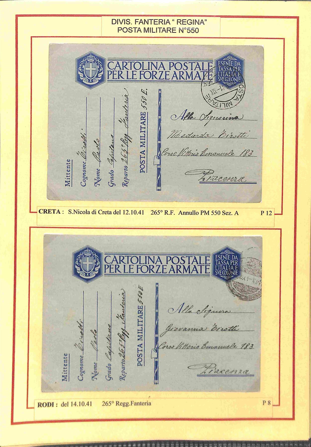 Italia / Regno / Vittorio Emanuele III / Posta Militare