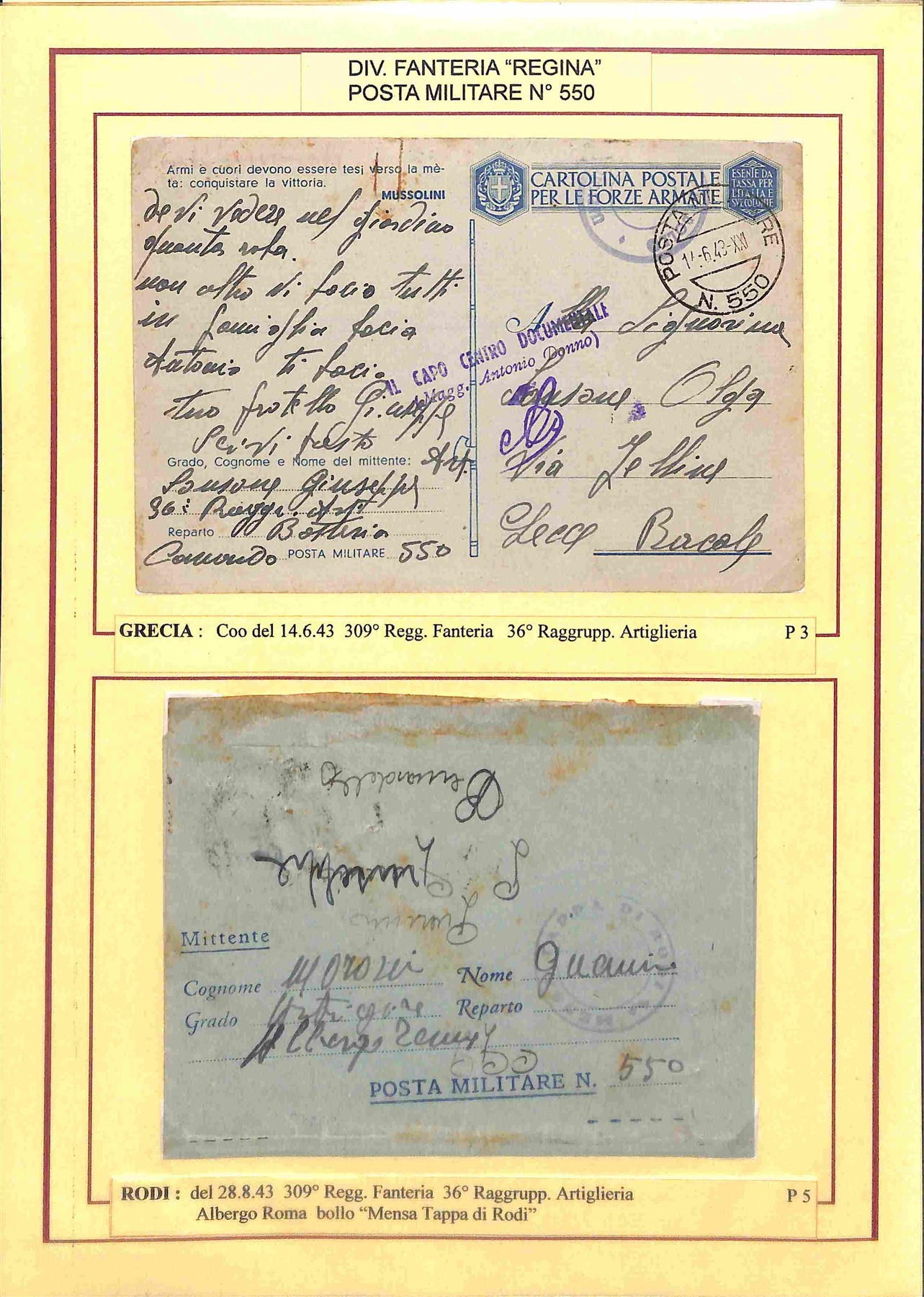 Italia / Regno / Vittorio Emanuele III / Posta Militare