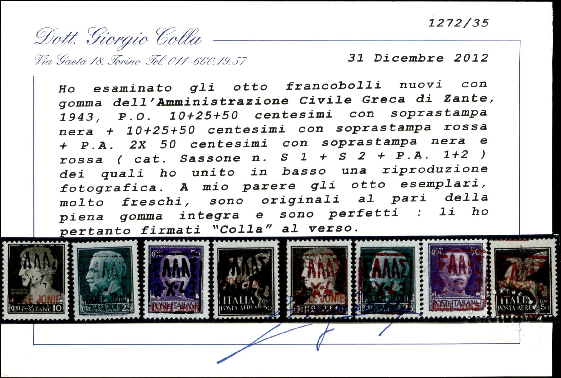 Italia / Occupazioni Straniere delle Colonie / Occupazione Tedesca / Zante / Posta Ordinaria + Ae...