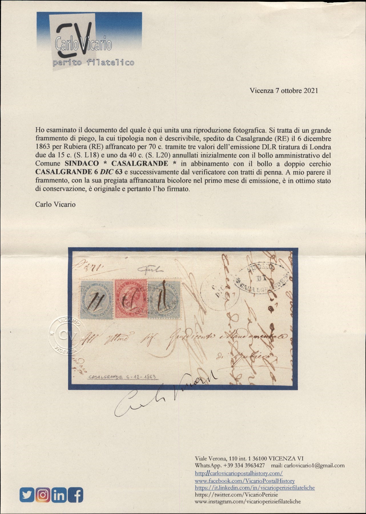Italia / Regno / Vittorio Emanuele II / Posta Ordinaria