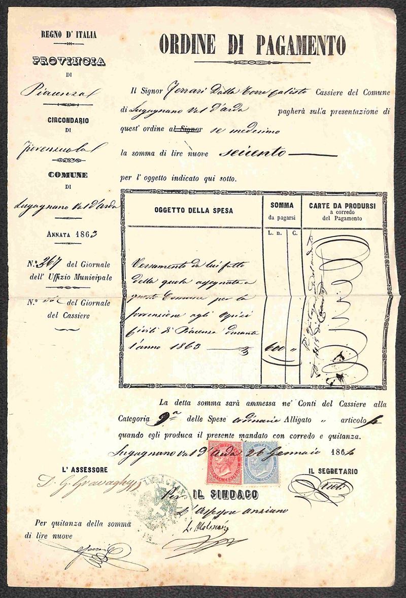 Italia / Regno / Vittorio Emanuele II / Posta Ordinaria