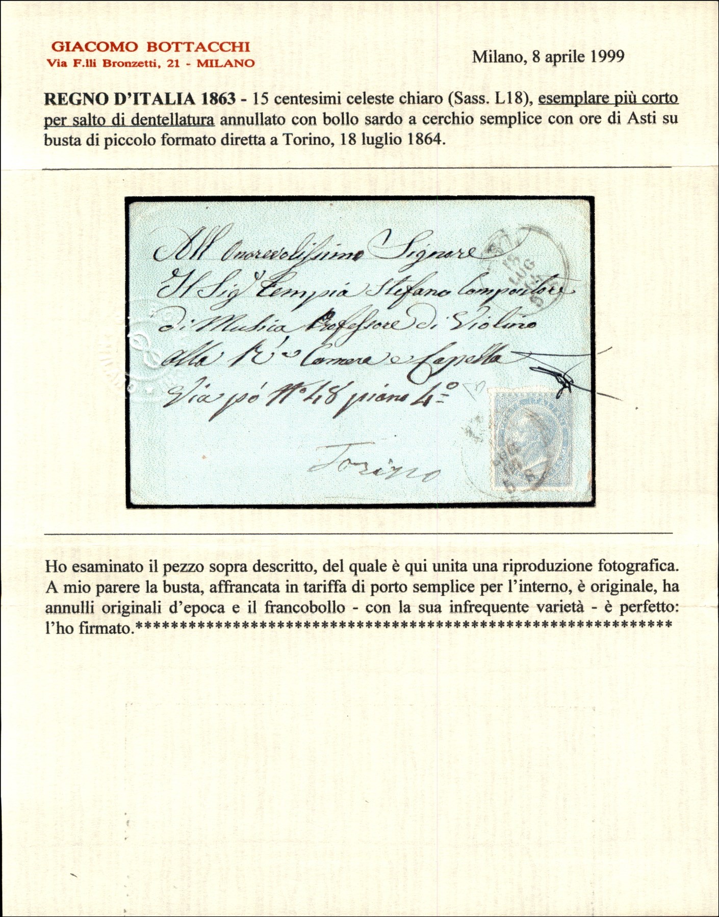 Italia / Regno / Vittorio Emanuele II / Posta Ordinaria