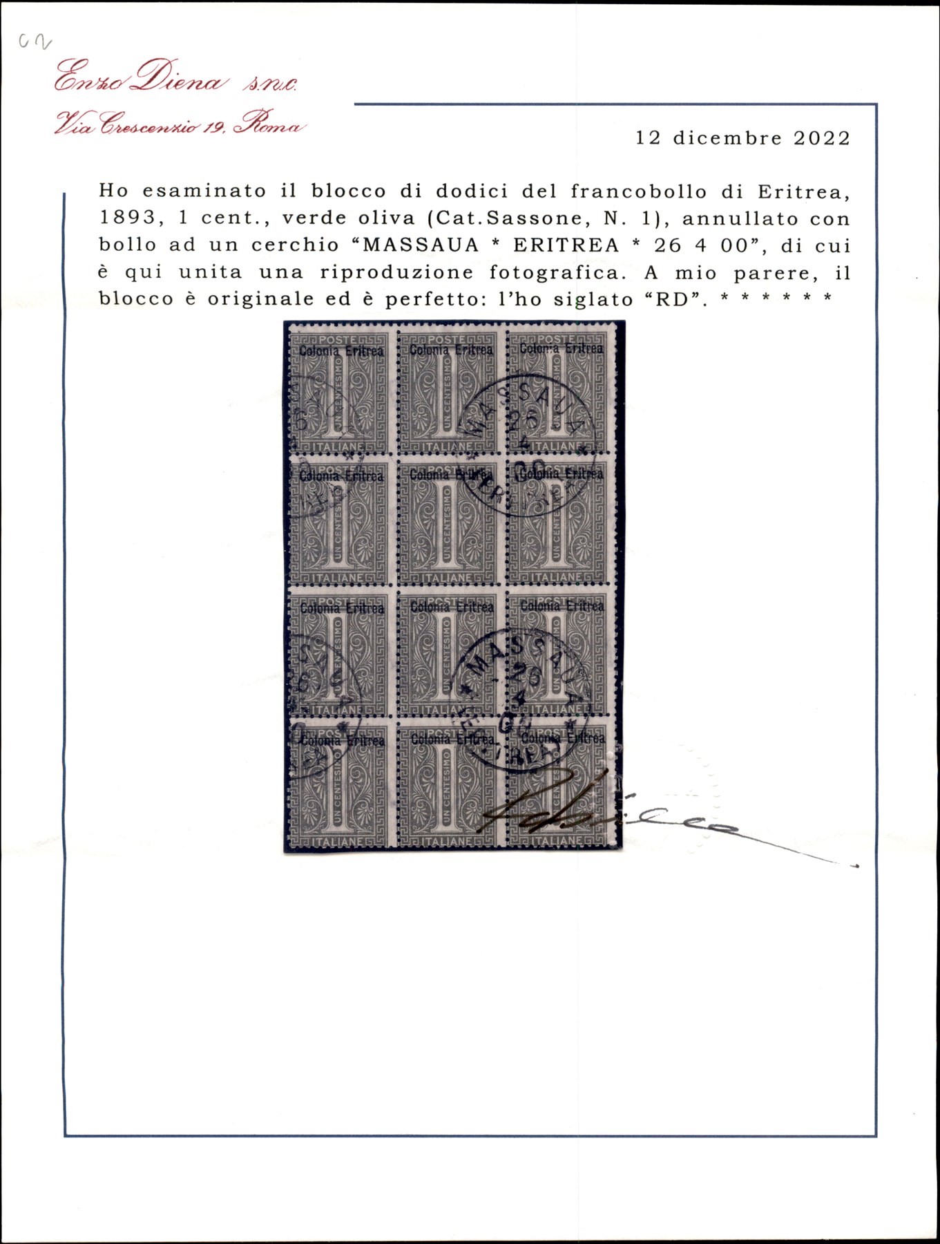 Italia / Colonie / Eritrea / Posta Ordinaria