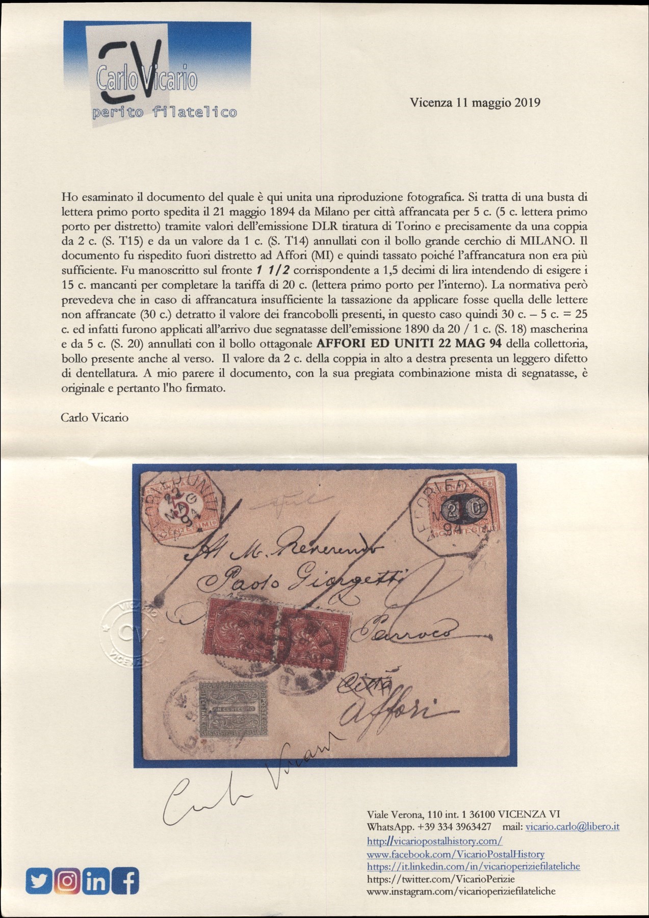 Italia / Regno / Vittorio Emanuele II / Posta Ordinaria