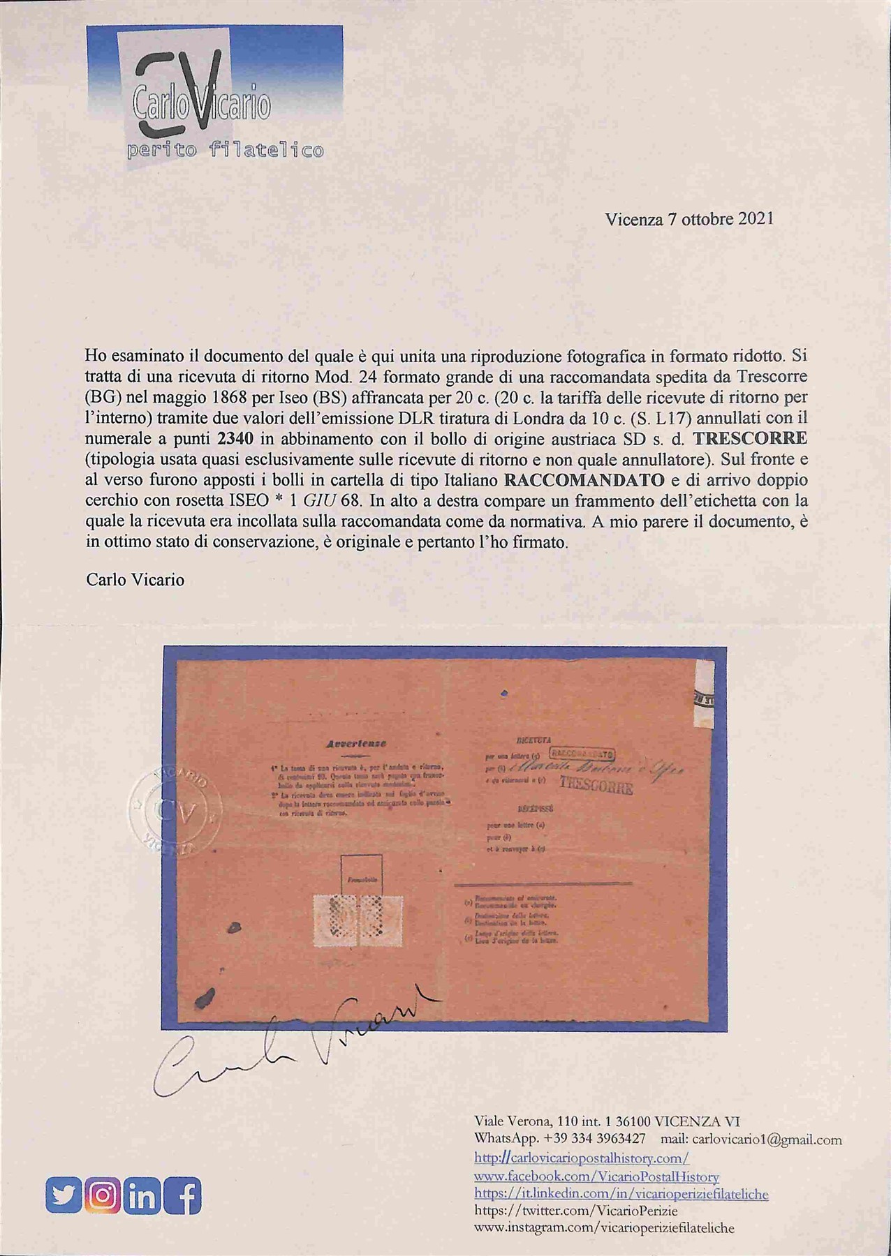 Italia / Regno / Vittorio Emanuele II / Posta Ordinaria