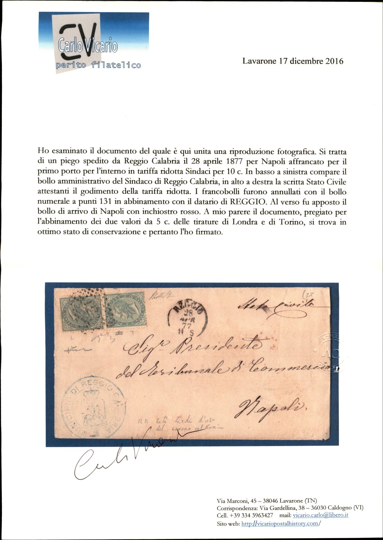 Italia / Regno / Vittorio Emanuele II / Posta Ordinaria