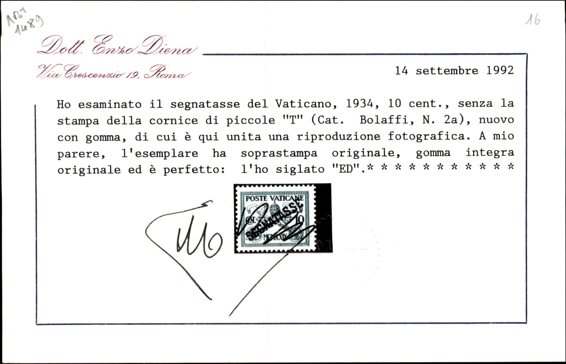 Vaticano / Segnatasse