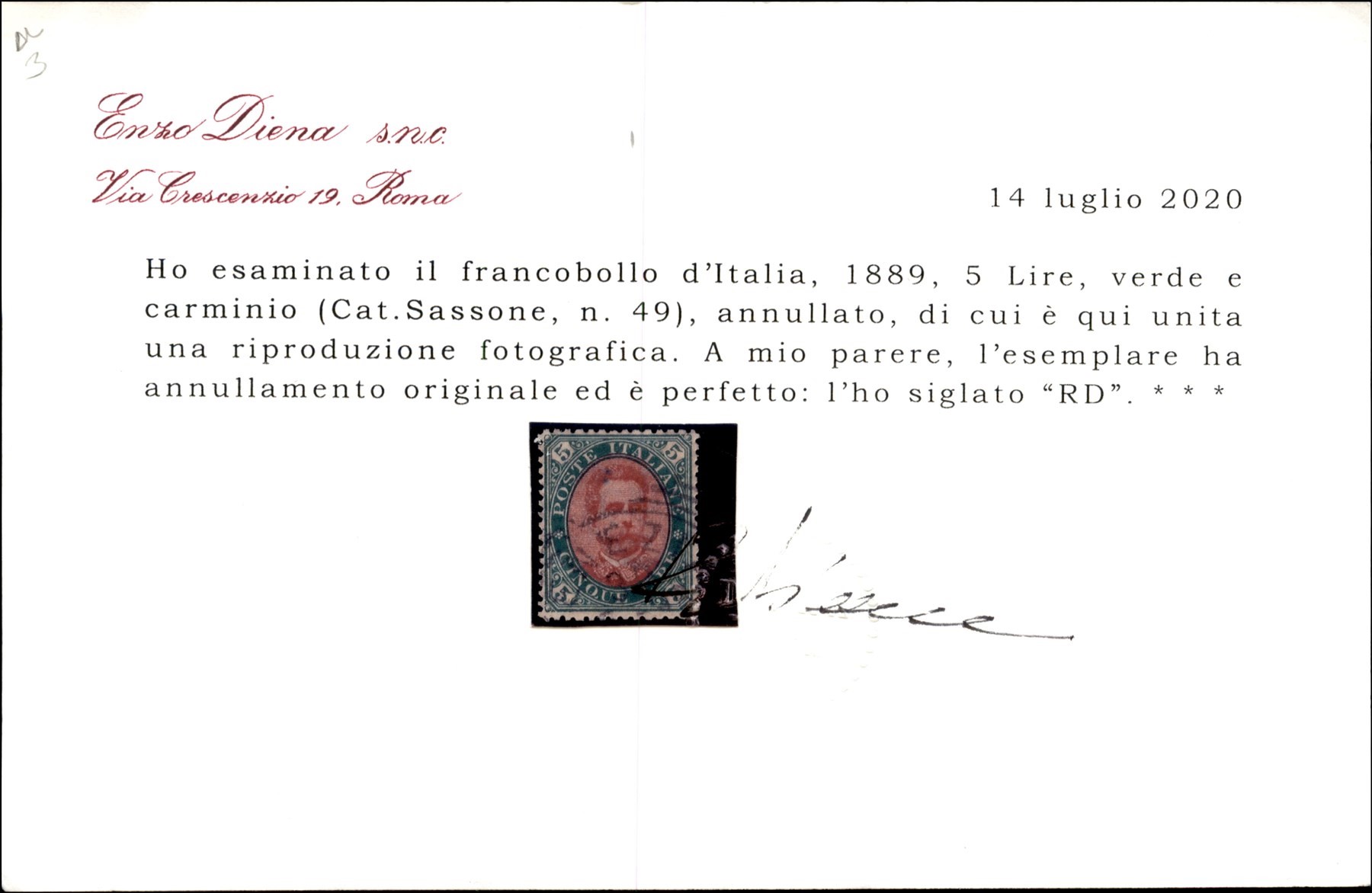 Italia / Regno / Umberto i / Posta Ordinaria