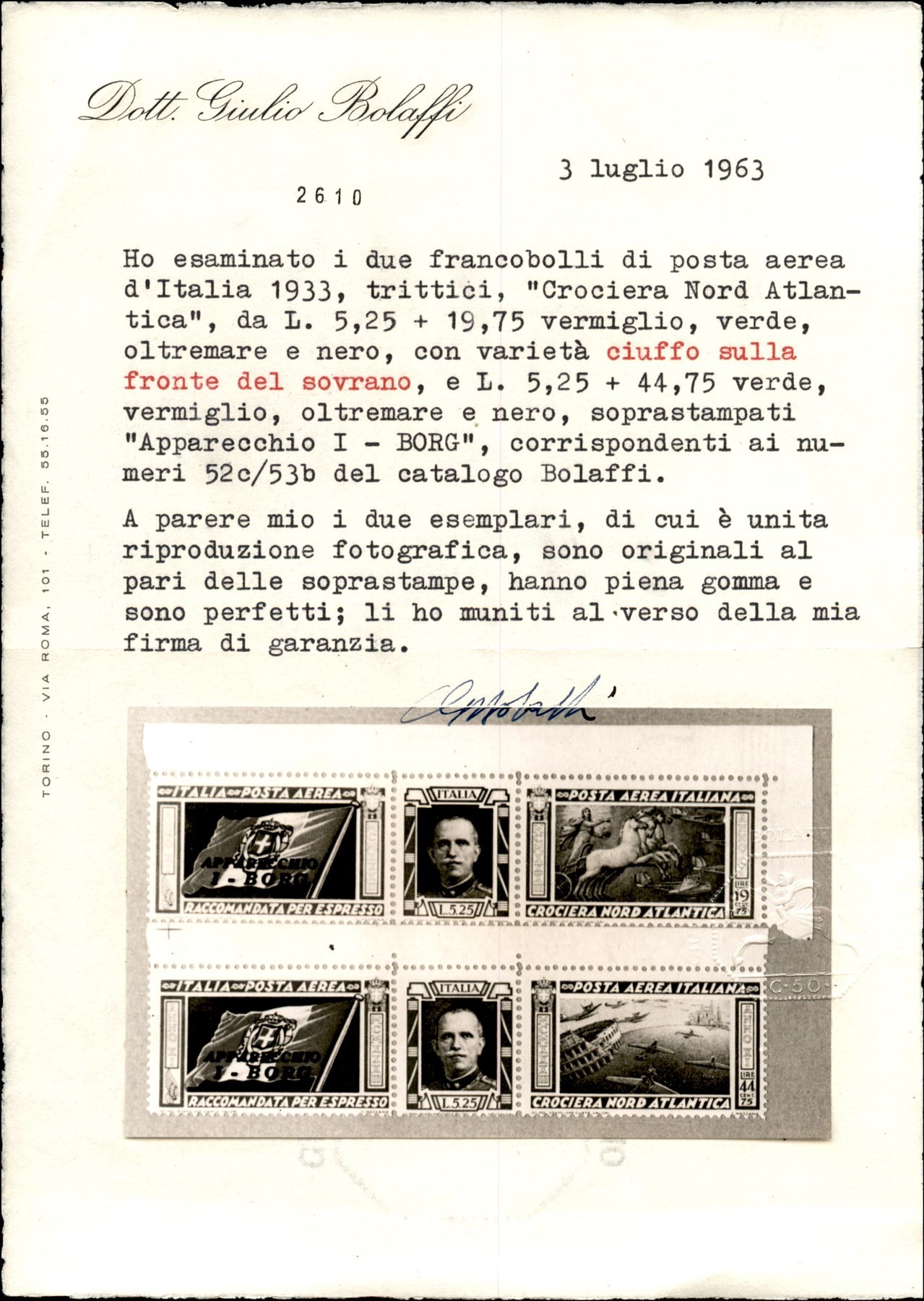 Italia / Regno / Vittorio Emanuele III / Posta Aerea