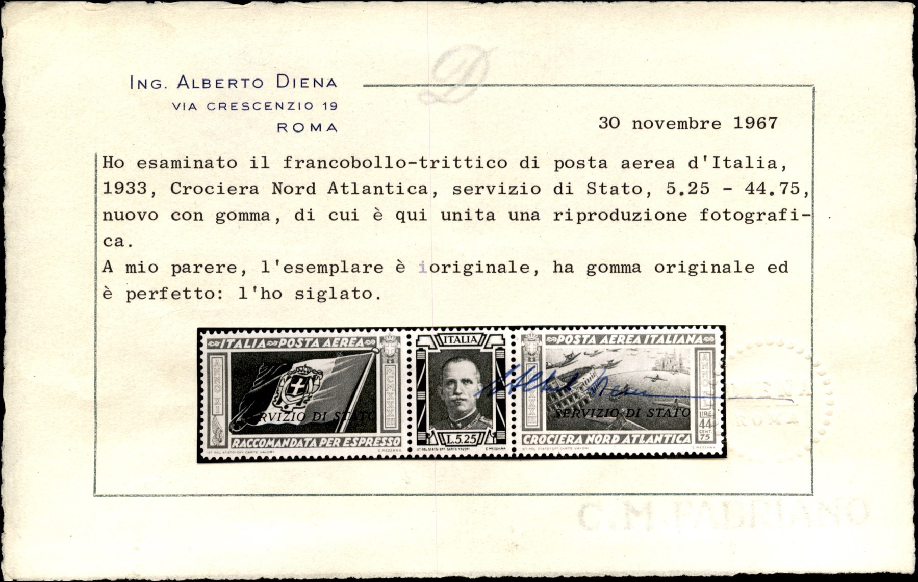 Italia / Regno / Vittorio Emanuele III / Servizio Aereo