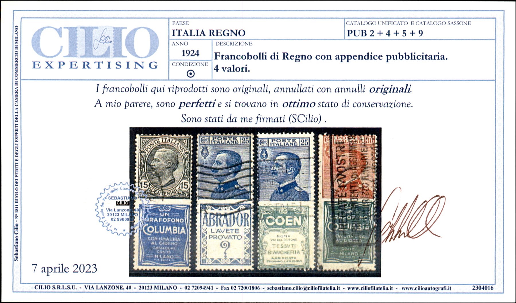 Italia / Regno / Vittorio Emanuele III / Francobolli Pubblicitari