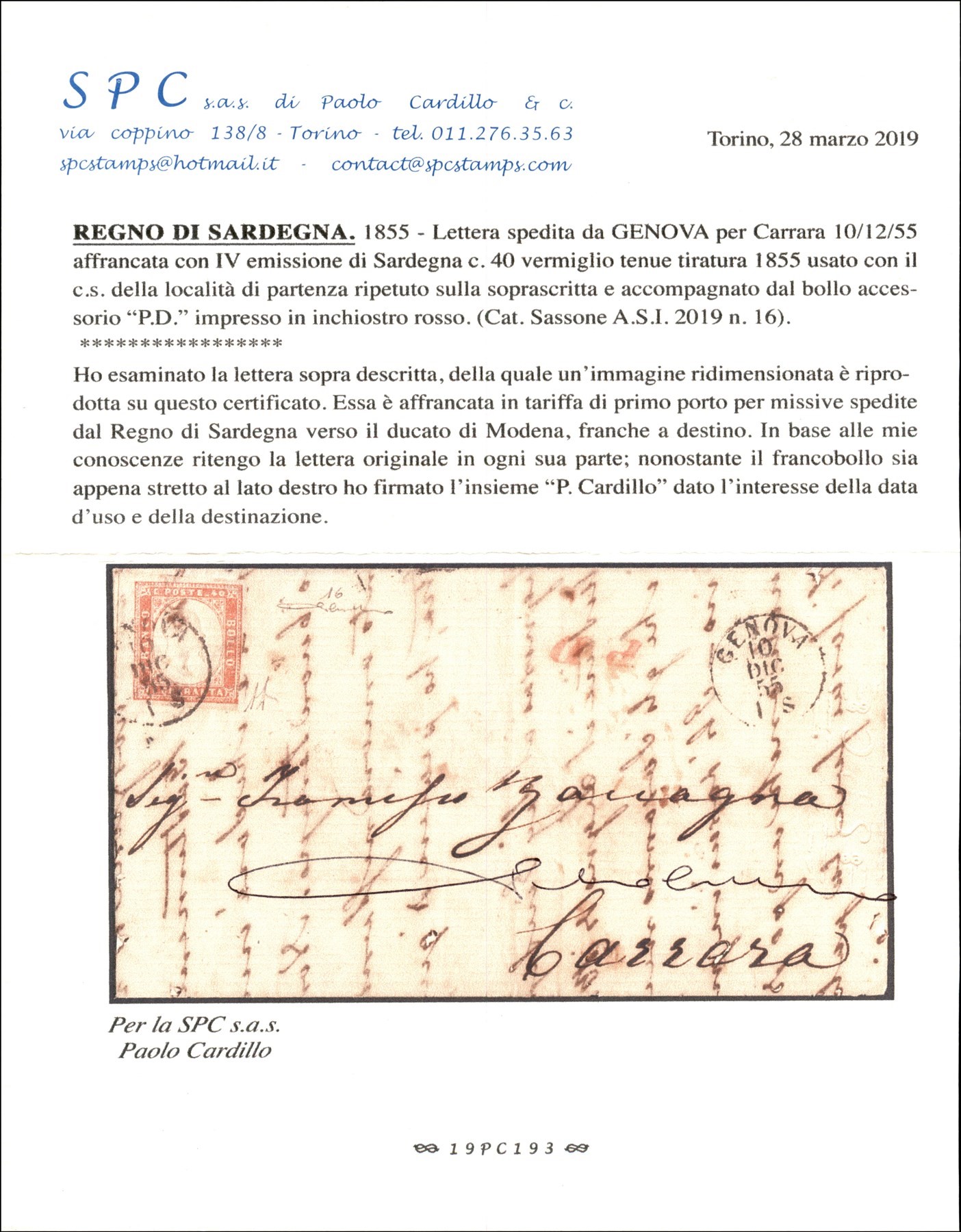 Italia / Antichi Stati Italiani / Sardegna / Posta Ordinaria
