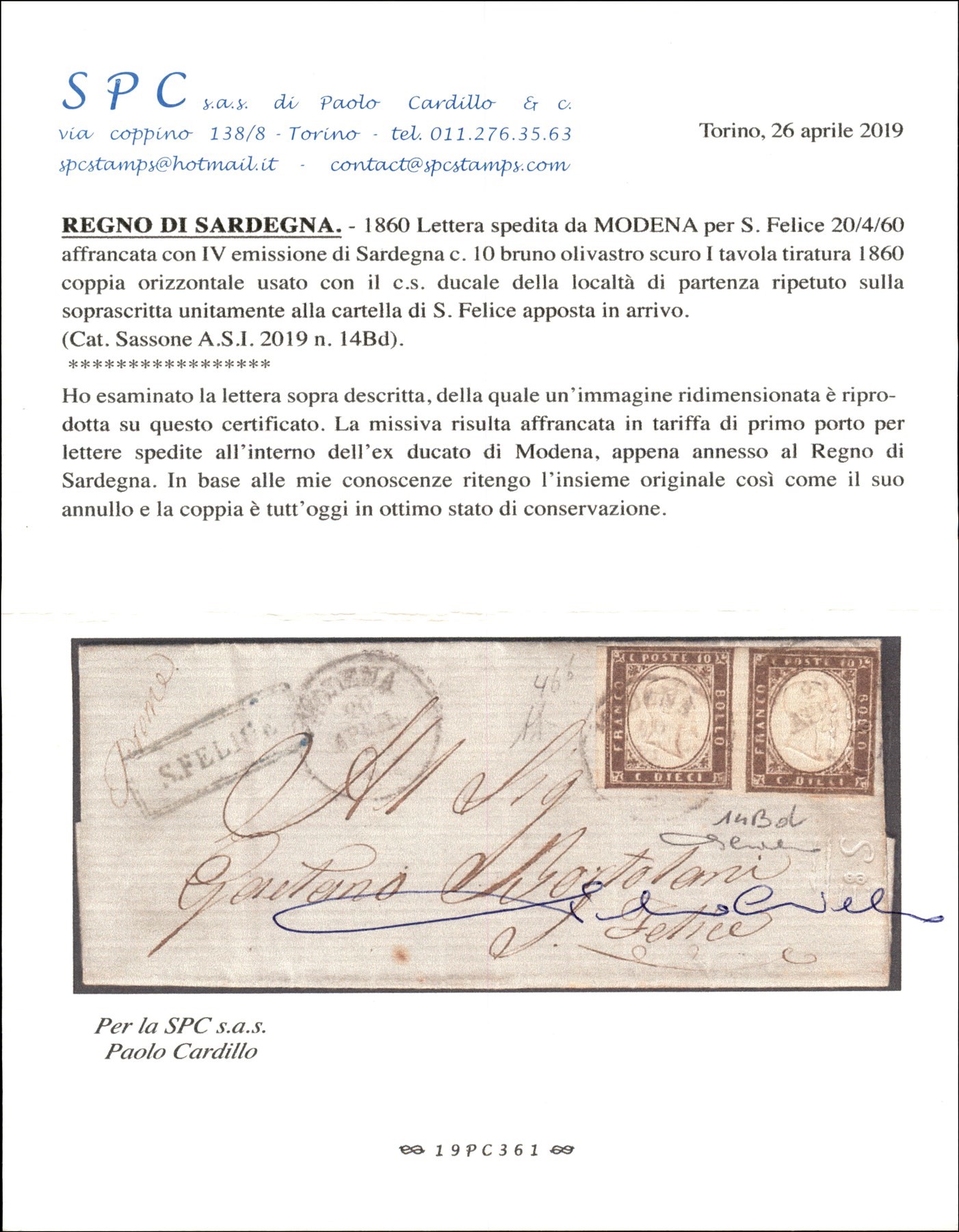 Italia / Antichi Stati Italiani / Sardegna / Posta Ordinaria